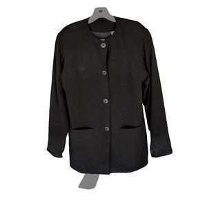 Women'sVintage  Over-Size Dana Buchman Black Silk Button up Jacket W/Pockets  4